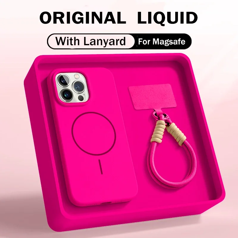 Premium Liquid Silicone Lanyard Strap Case with Magnetic Soft Cover