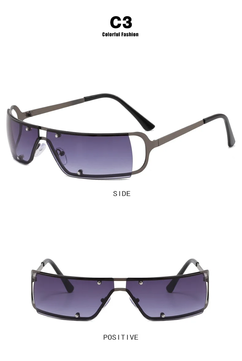 Quadratische Y2K Damen-Sonnenbrille Vintage Kleine Rechteckige Gläser Damen Hottie Sonnenbrille Herren Retro-Brille Futuristische Technologie-Brillen – Detail 6