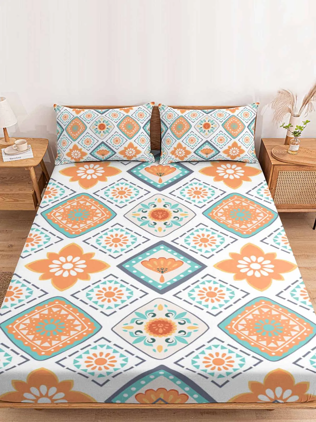 

Натяжная простыня в стиле бохо, эластичная резинка, нескользящий протектор для матраса одинарного, двуспального кровати