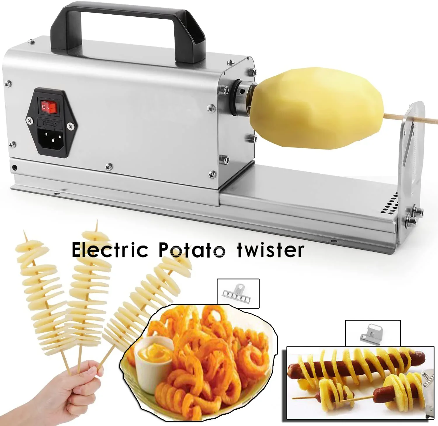 3 In 1 Electric Tornado Potato Slicer Spiral Potato Cutter Twisted Slicer Spiral Twister Cutter