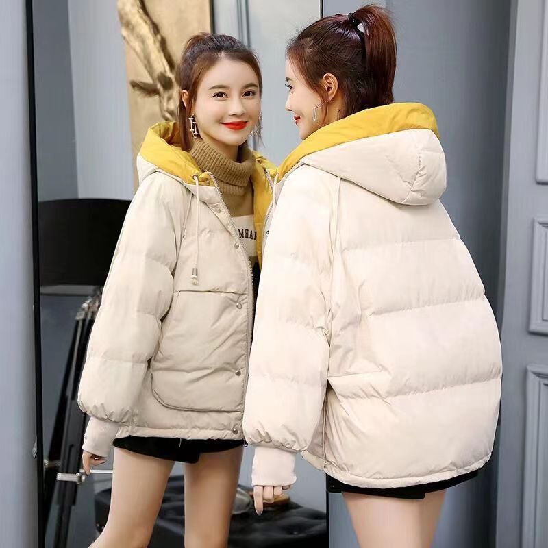 Winter down Cotton Jaet Women's ort Sle Student Coat Loose Fit Korean Version Bread ape Outerwear Commute Friendly