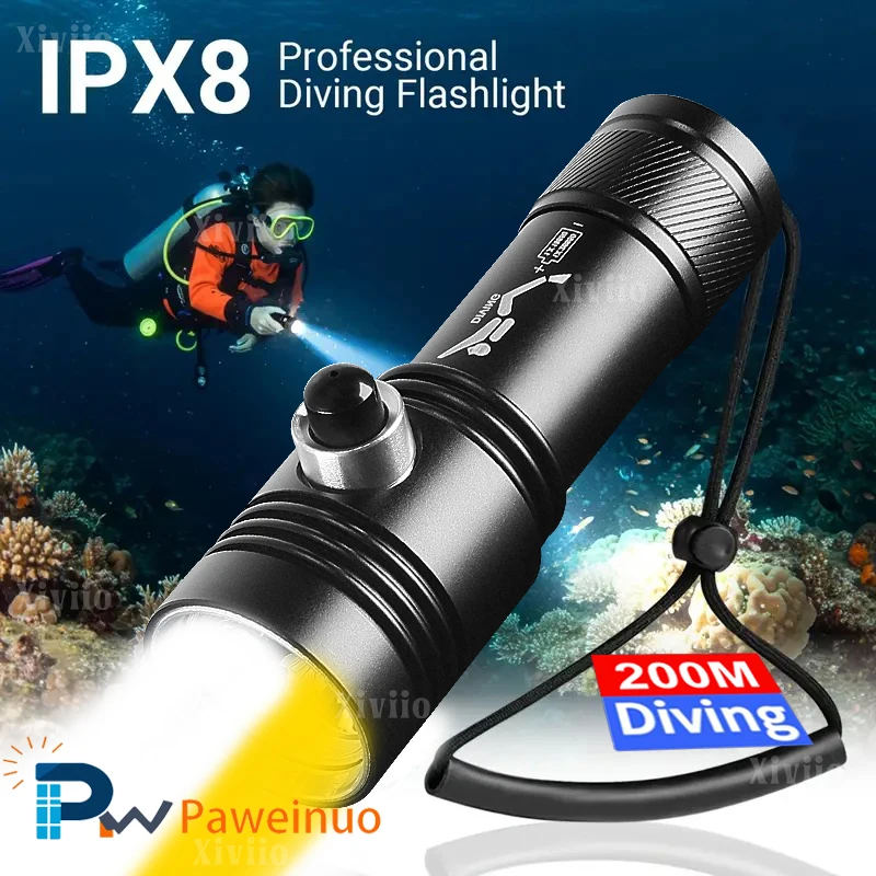 5000 Lumen XHP70 LED Scuba Diving Flashlight | Super Bright Military Torch | IPX6 Waterproof Submarine Light | Buy Now With Express International Delivery