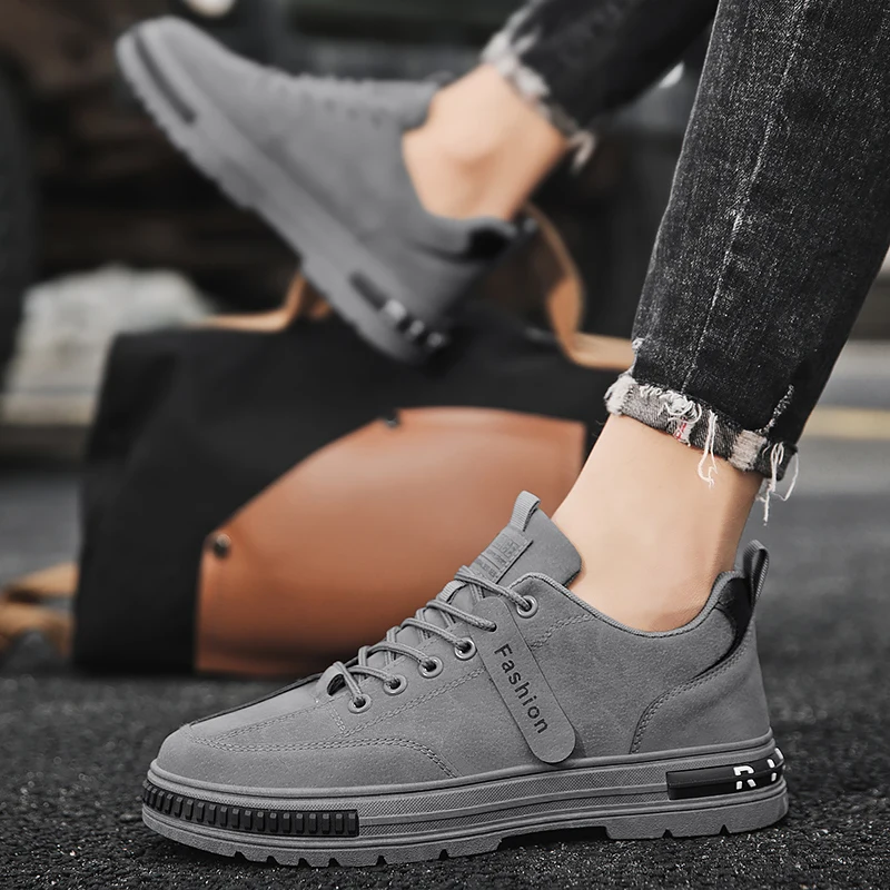 STRONGSHEN Men Sneakers Leather Casual Shoes Men Lace Up Slip on Walking Shoes Male Fashion British Style Shoes Chaussure Homme