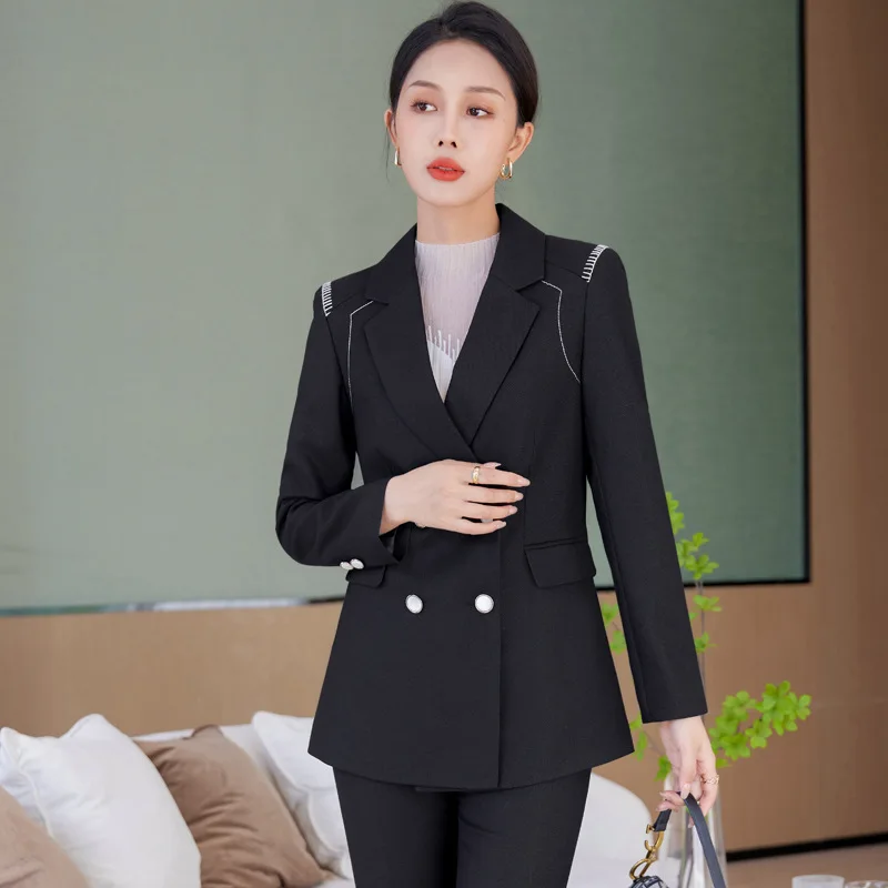 High Quality Fabric Formal Women Business Suits OL Styles Autumn Winter Pantsuits Professional Ladies Office Pants Suits Blazers