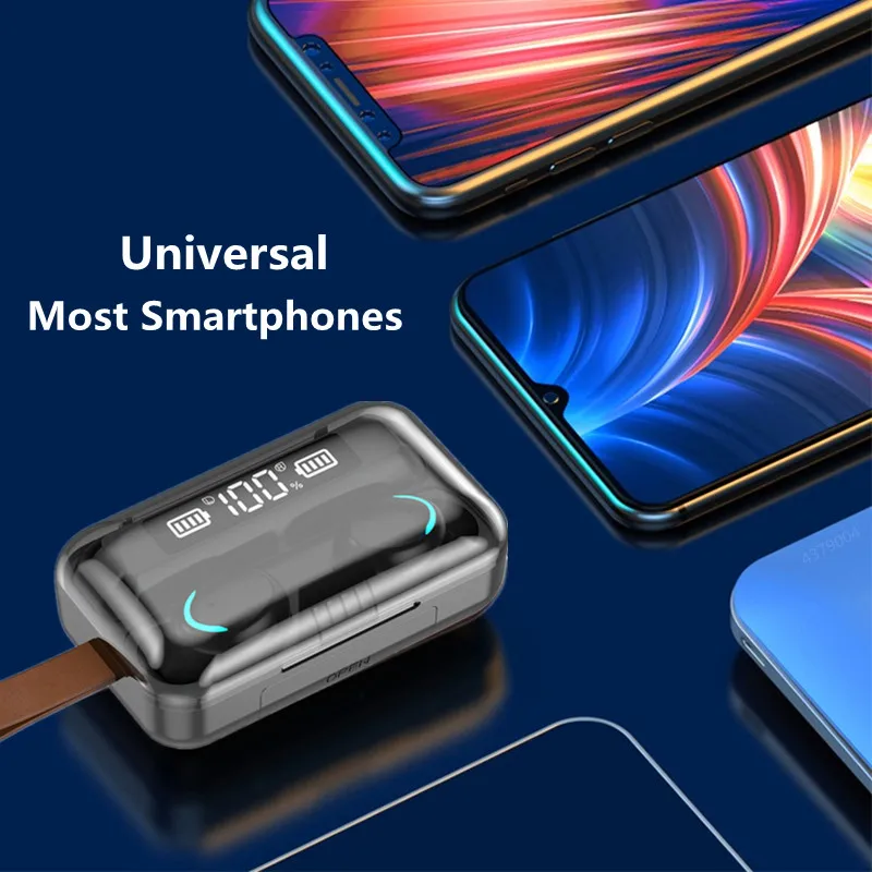 bluetooth earphones F9 Bluetooth Wireless Headphones IPX7 Waterproof Ear Hooks Noise Reduction Earbuds HiFi Stereo headsets