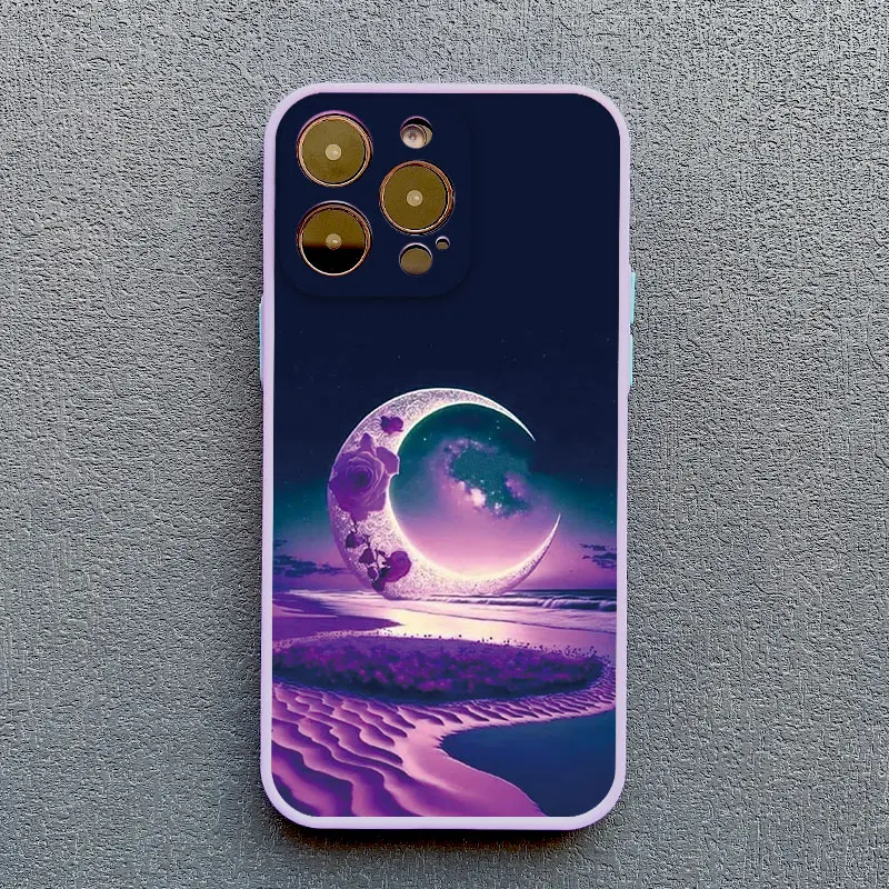 The Starry Night Art Aesthetic Beach Night View Phone Case For iPhone 15 11 Pro Max 14 Plus 7 8 XS X XR 13 12 Pro Max Mini Cover