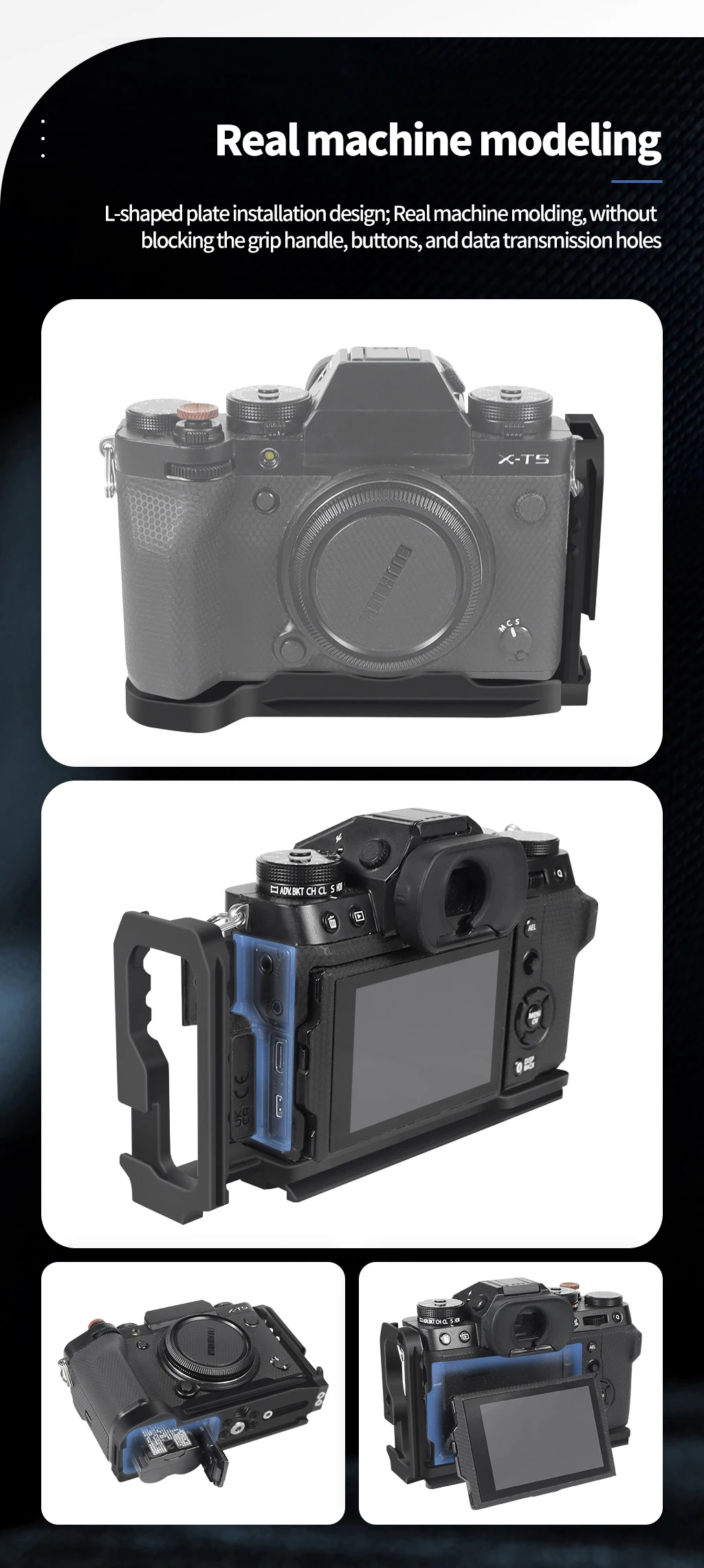 Käfig für Fujifilm X-T5 mit Schnellwechselplatte für Arca-Swiss Handgriff für Fujifilm X-T5 Kamera L-förmiger Griff für DJI Gimbal – Detail 20