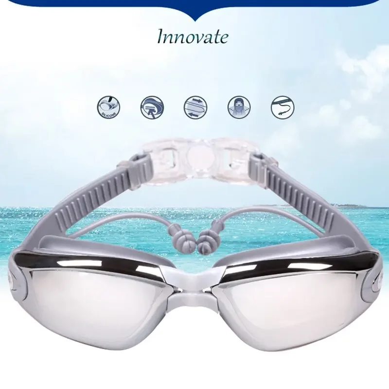 -1.5 To -7.0 Adult Myopia Silicone HD Clear Lens Anti Fog Swimming Goggles Swim Eyewear Custom Different Degree Left Right Eye 3