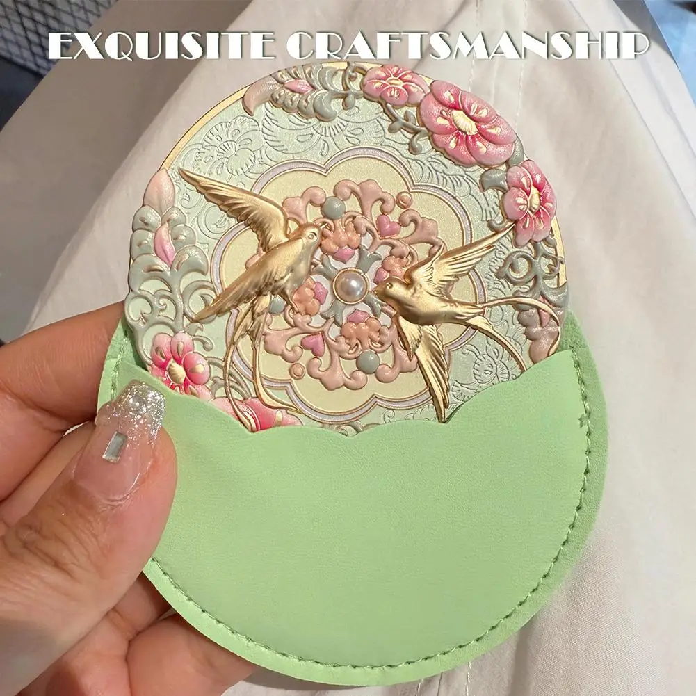 휴대용 화장 거울 고대 스타일 중국 스타일 동양 요소 구름 참새 문화적이고 창의적인 화장 거울