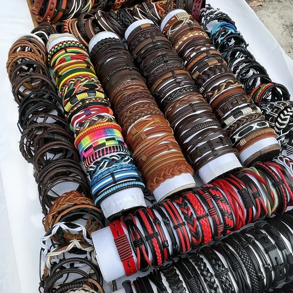Vintage Leather Charm Bracelets Bulk Random 25Pcs/Lot Adjustable Bangle for Men Women Mix Styles Fashion Jewelry bracelet jewelry