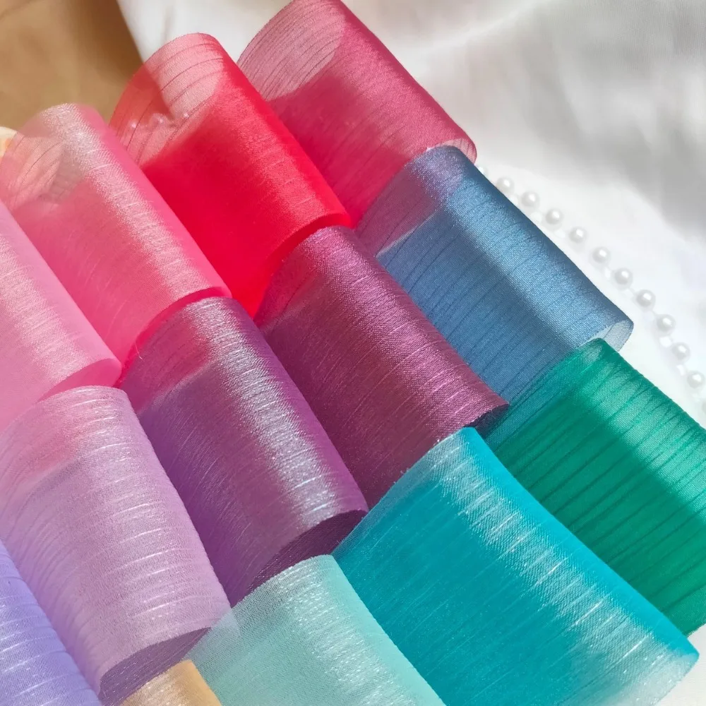 Polyester Pleated Chiffon Ribbon for DIY Crafts and Wedding Decor