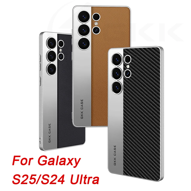 Luxury Metal Paint Edge Leather Case - Shockproof Matte Soft Slim Cover