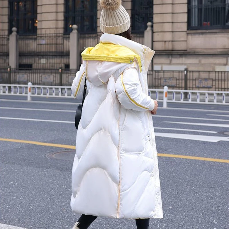 2023 New Fashion Double-Sided Wear Large Size Cotton-Padded Coat Women Mid-Length Down Cotton-Padded Coat Thick Warm Jacket