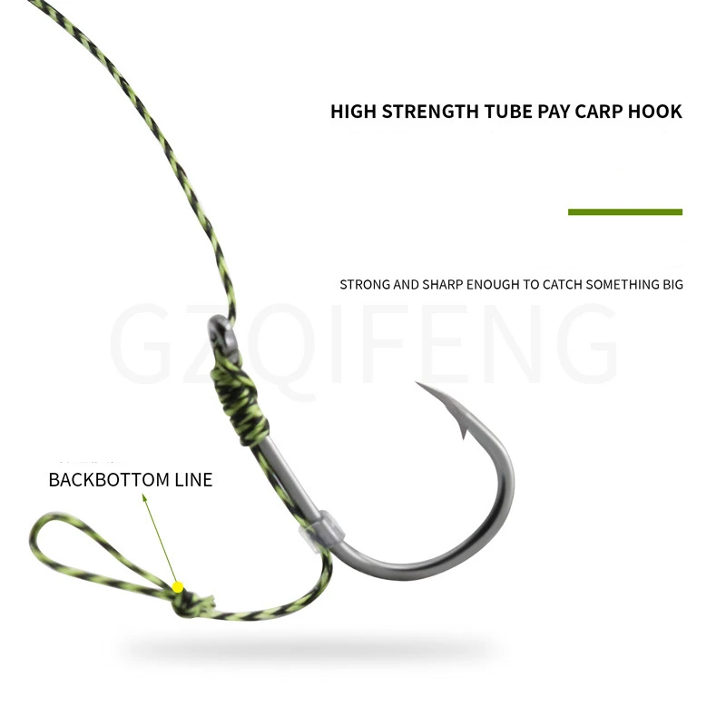 Carp Fishing Hook Set 6Pcs Ready-made Hooks and Lines Size 2#/4#/6