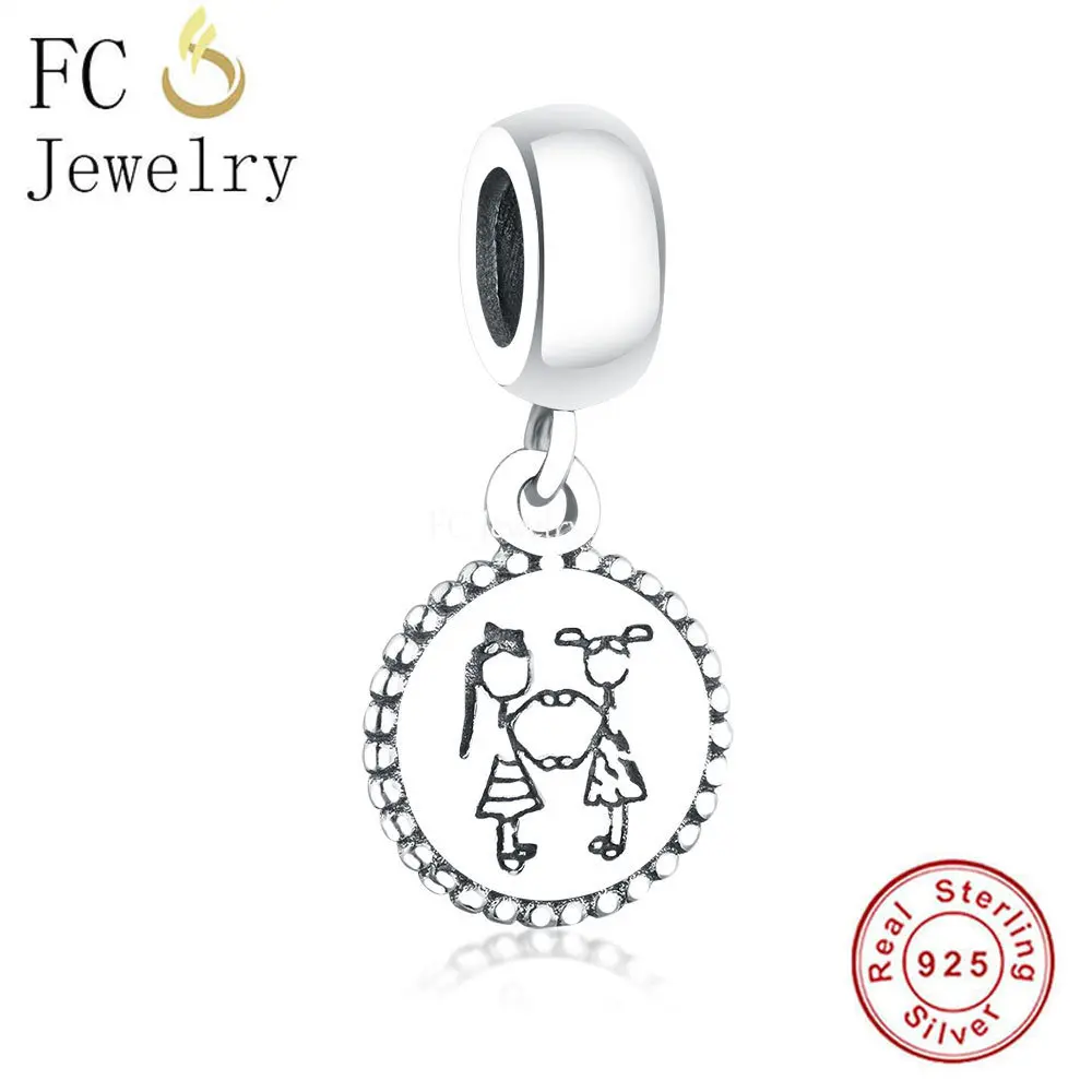 

FC Jewelry Fit Original Pan Charms Bracelet 925 Sterling Silver Two Sisters Hand WIth Hand Dance Beads For Making Women Berloque