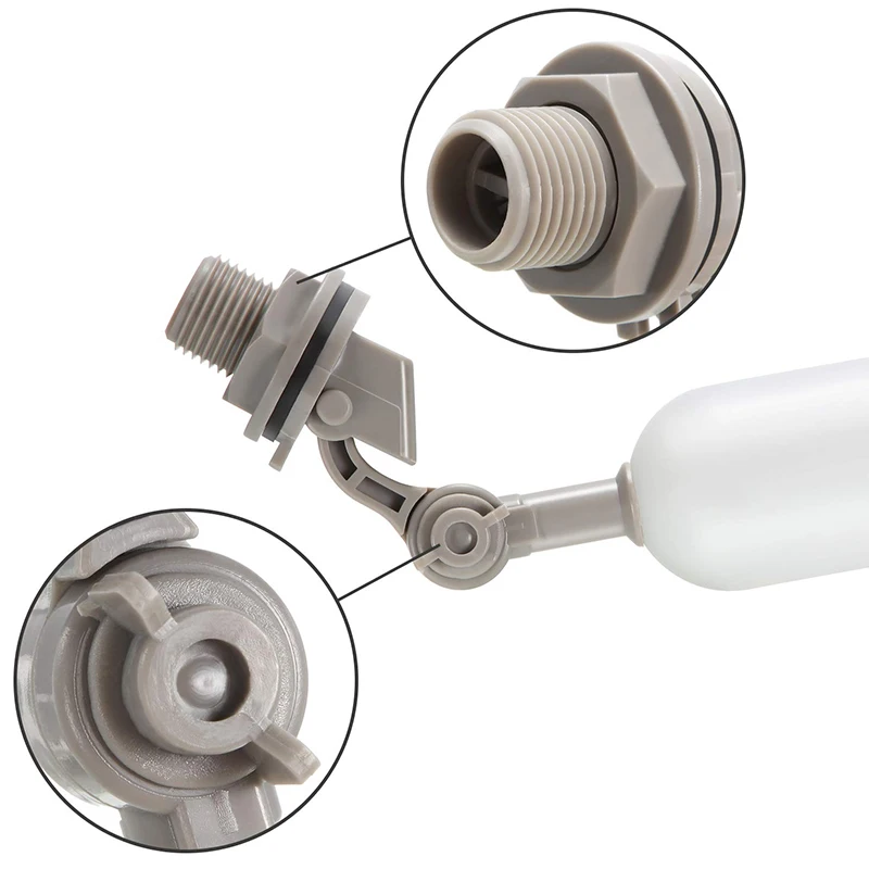 3-Piece Float Valve Set, 1 / 2-Inch Water Supply Pipe Float Valve With Adjusting Arm For Swimming Pool, Aquarium (Gray)