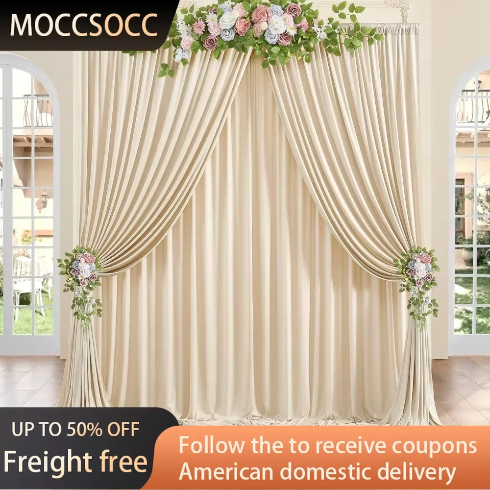 

10 Ft X 40 Ft Wrinkle Free Beige Backdrop Curtain Panels Living Room Drape Polyester Photography Backdrop Drapes Blinds Shading