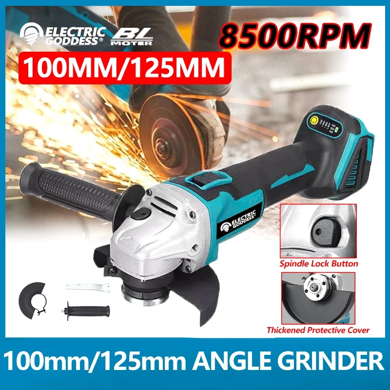 Electric Goddess DGA404 100MM Cordless Electric Angle Grinder Brushless Variable Speed Cutting Machine For Makita 18V Battery