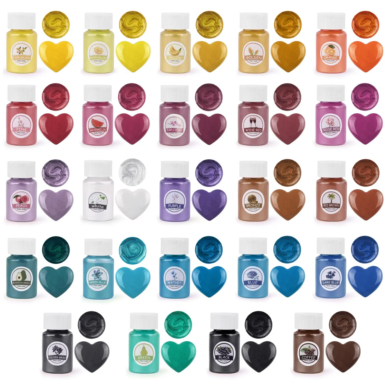 24 Color Pearlescent Mica Powder Resin Pigment Powder Epoxy Resin Mold Colorant Dye for DIY Epoxy Jewelry Accessories
