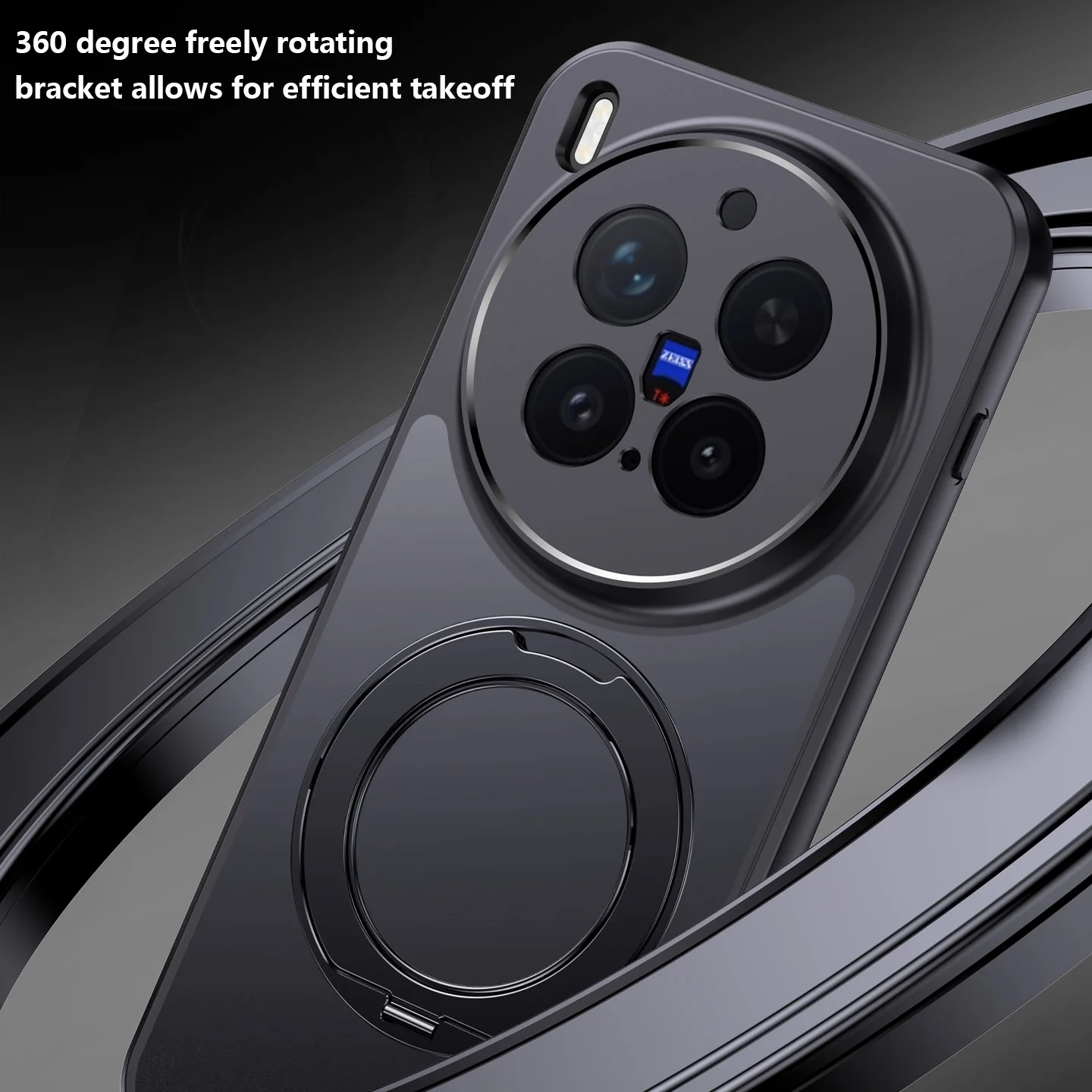 360-Degree Rotation Bracket Matte Frosted Phone Case - Magnetic Shockproof Armor Back Cover