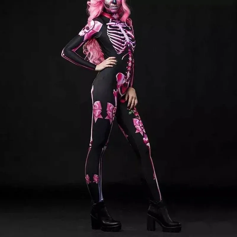 Halloween Costumes Rose Skeleton Adult Kids Costume Dress Cosplay Jumpsuit Rompers