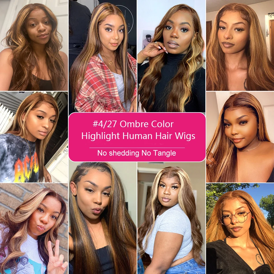 13x4 Highlight Wig Colored Lace Front Human Hair Wigs For Women Pre Plucked Honey Blonde Straight Lace Frontal Wig On Sale