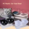 Double Cat Feeding Bowl PC Plastic Cat Shape 2 Cat feeder Container 15 Degree Tilted Pet Inclination Stand Cats Feeding Bowl 3