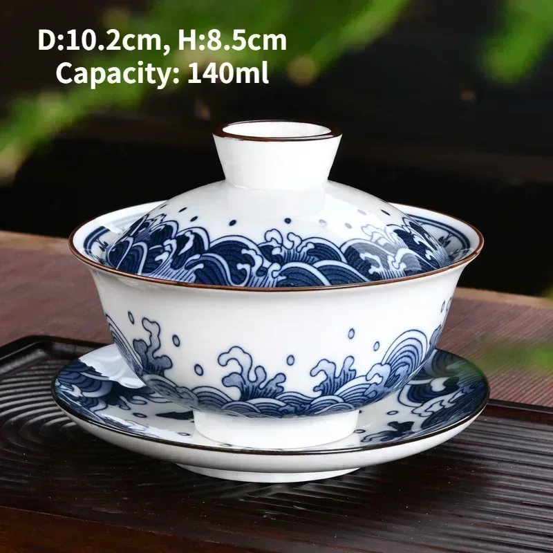 Jingdezhen-Chinese Gaiwan Tea Bowl, Household Porcelain Cups, Beautiful Teaware Teacup and Saucer Set, Ceramic Drinkware Tureen tea set