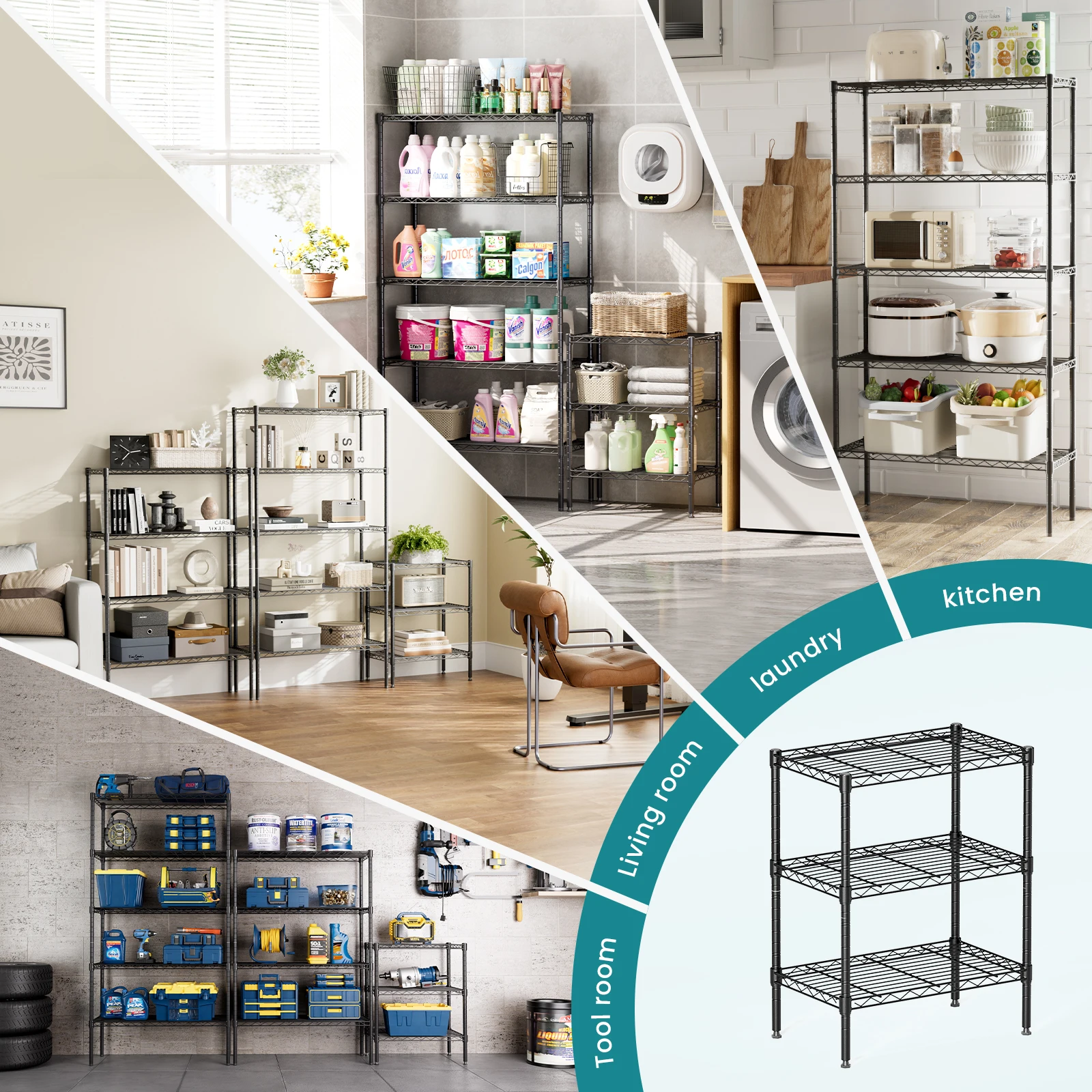 JHK 3-5 Tier Storage Bookshelf 4