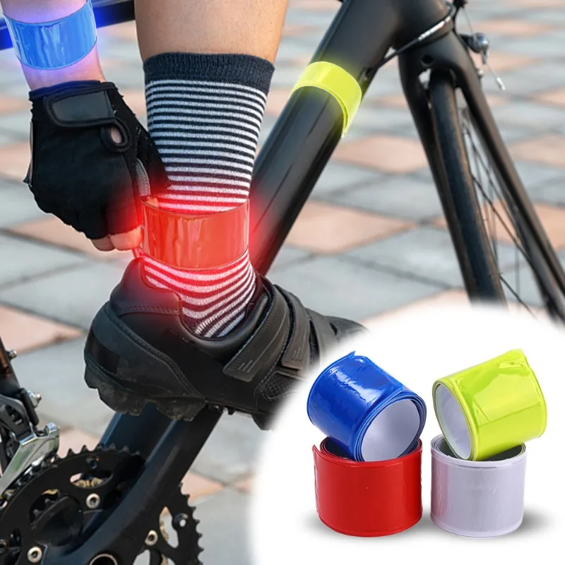 Bike Accessories 40x3cm Running Fishing Cycling Reflective Strips Bike Safety Night Warning Bicycle Bind Pants Leg Wrist Strap Reflective Tape