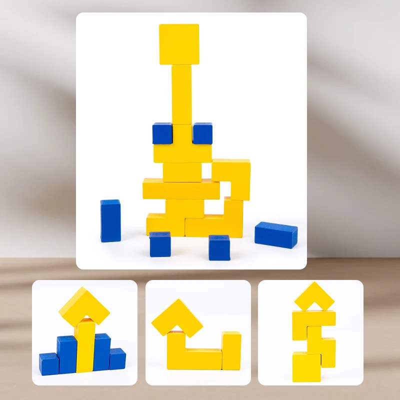 Educational Wooden Puzzle Blocks for Shape-Based Learning and Mind Stimulation in Preschoolers