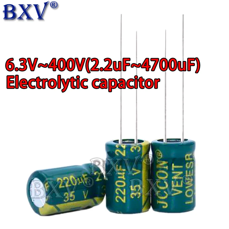 Aluminum Capacitor 10V 16V 25V 35V 50V 400V 100UF 220UF 330UF 470UF 680UF 1000UF 1500UF 2200UF 3300UF High Frequency Low ESR