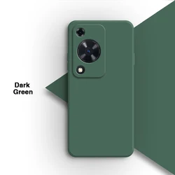 Premium Liquid Silicone Soft Phone Case - Square High-Quality Back Cover Accessories for Huawei Enjoy 70S (Dark Green)