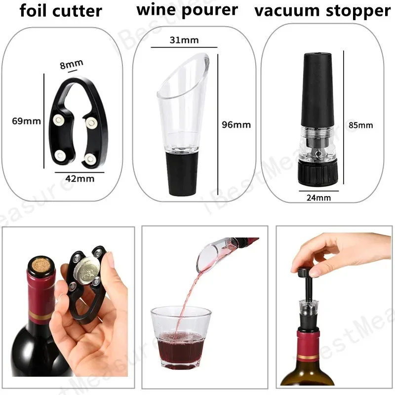 4pcs Wine Accessories Set Foil Cutter Wine Pourer Vacuum Stopper for Bottles Bar Accessories Lovers