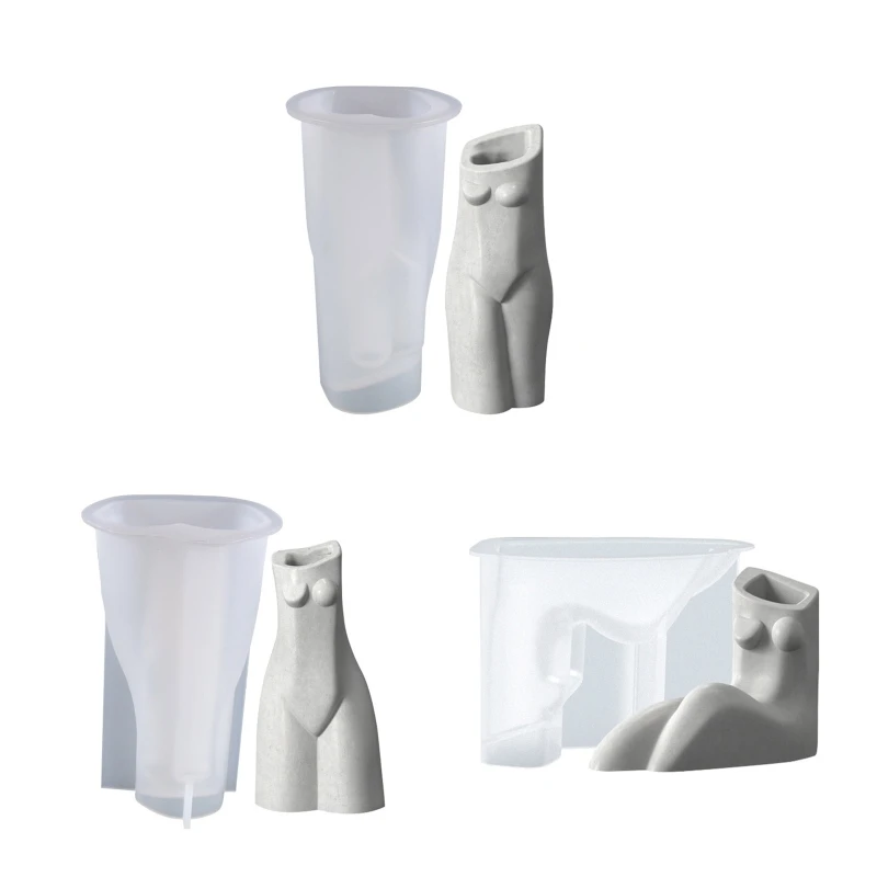 

1Pc/3Pcs Human Body Flower Pot Silicone Mold Epoxy Resin Casting Mold Succulent Vase Cement Mold Candle Holder Mold
