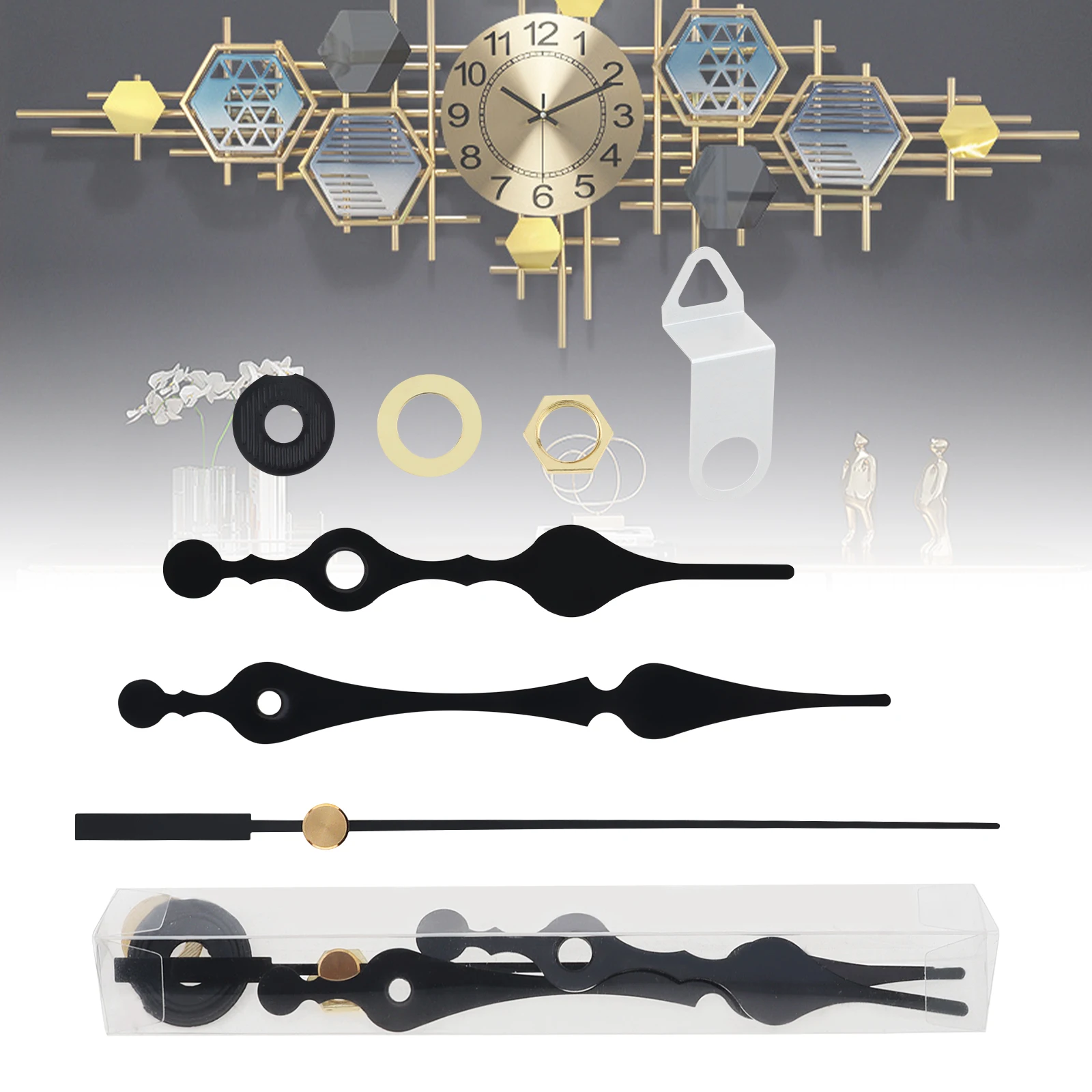Wall Clock Mechanism Silent Quartz Movement Machine Wall Hands Silent Sweeping Second  Movement with Pointer DIY Repair Tools 5