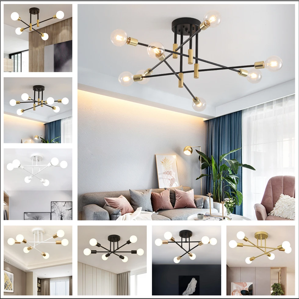 

Modern Chandelier LED Ceiling Lamp For Living Dining Room Bedroom Kitchen Black Gold Ceiling Light Nordic Home Decor Fixture
