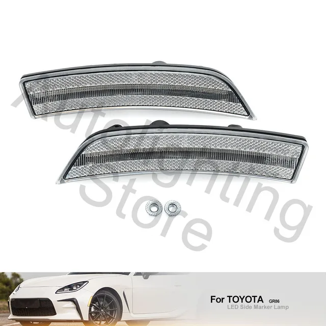 2-Piece Amber LED Side Marker Lights For 2022+ Toyota GR86 & Subaru BRZ - Clear Lens JDM Style Upgrade