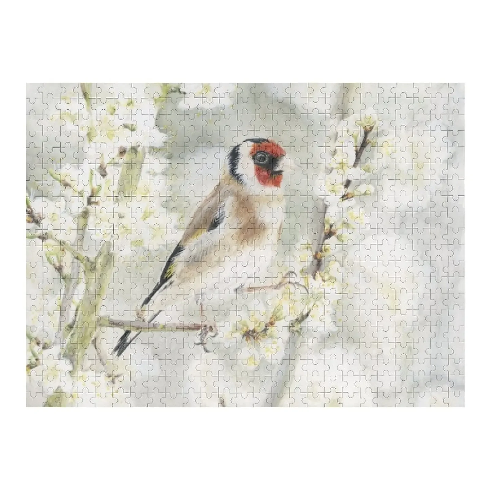 

Goldfinch in White Blossom Jigsaw Puzzle Picture Customizable Child Gift Puzzle