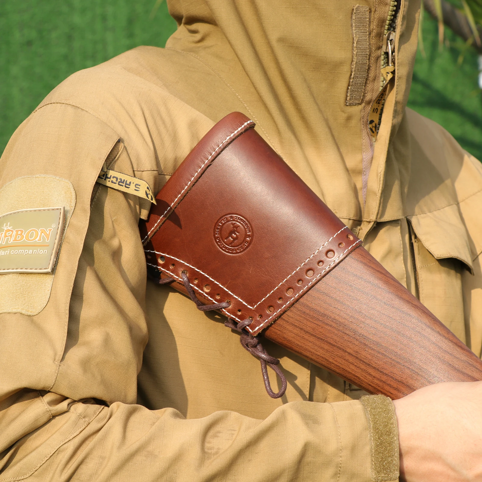 Tourbon Jagd Leder verstellbare Rückstoß Reduzier kissen Gewehr Schrotflinten Buttstock Verlängerung abdeckung mit Einsätzen Schutz polster – Detail 3