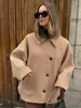 Fashion Lapel Woolen Jacket For Women 2024 Spring Single Breasted Long Sleeve Coats Female Elegant Oversized Chic Street Outwear 5