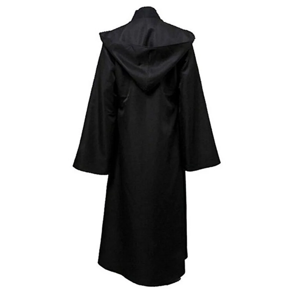 Männer & Kinder Tunika mit Kapuze schwarze Robe Halloween Umhang Cosplay Kostüm Robe Wizard Cape Tunika Kapuzenuniform – Detail 4