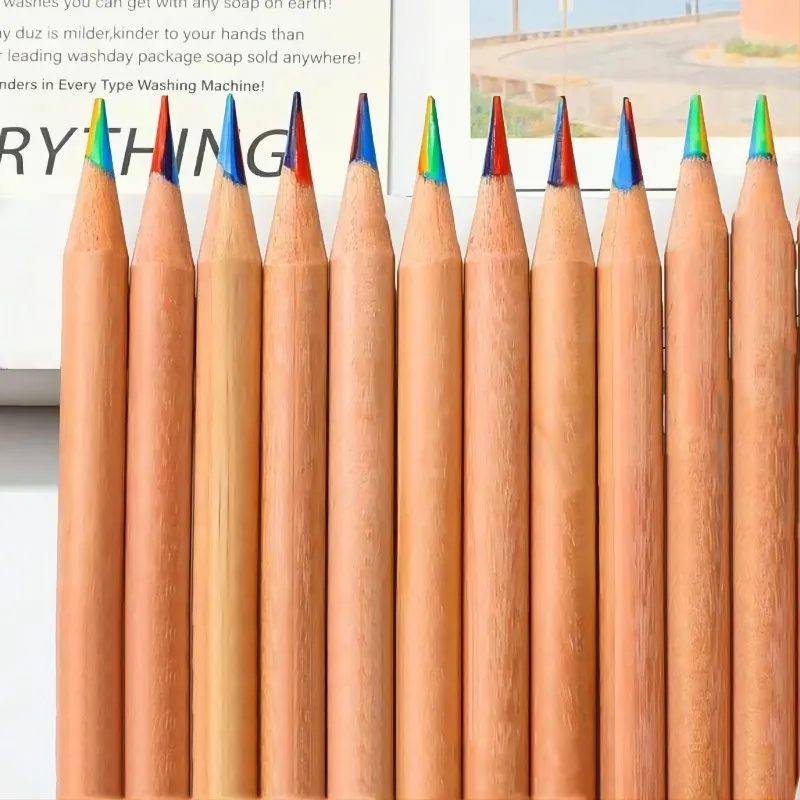 AngelMark 12Pcs Rainbow Color Pencils – 7-Color Gradient Crayons 5