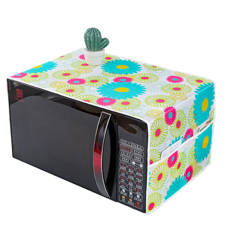Microwave Oven Dust Cover Household Appliances Dust Cloth With Side Storage Bag Smooth Surface Waterproof Wear Resistance Covers