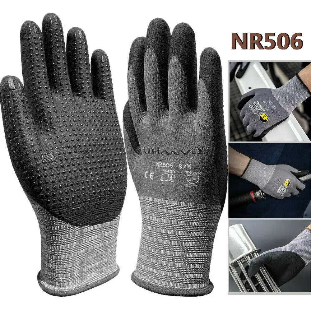 3 Pairs Nylon PU Nitrile Safety Coating Work Gloves Mechanic 15 Gauge Working Gloves Palm Coated Gloves