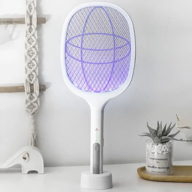 

2 IN 1 Electric Mosquito Swatter Mosquito Killer Swatter USB Charging Purple Light Mosquito Trap Durable Household Fly Swatter