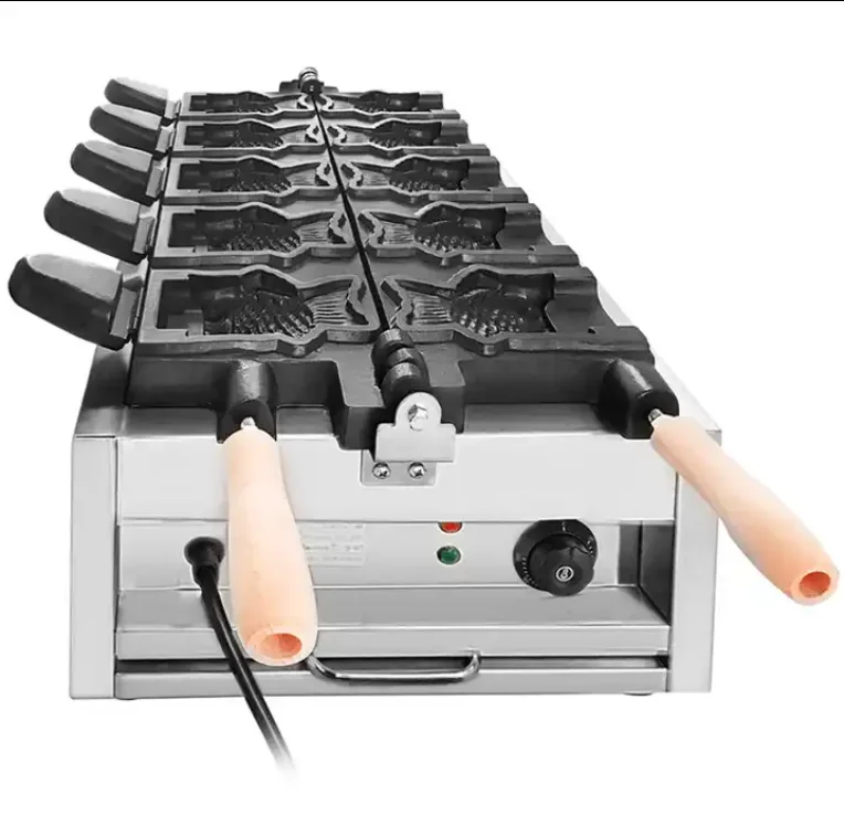 

Stainless steel 6 pcs Taiyaki open mouth fish Waffle making machine
