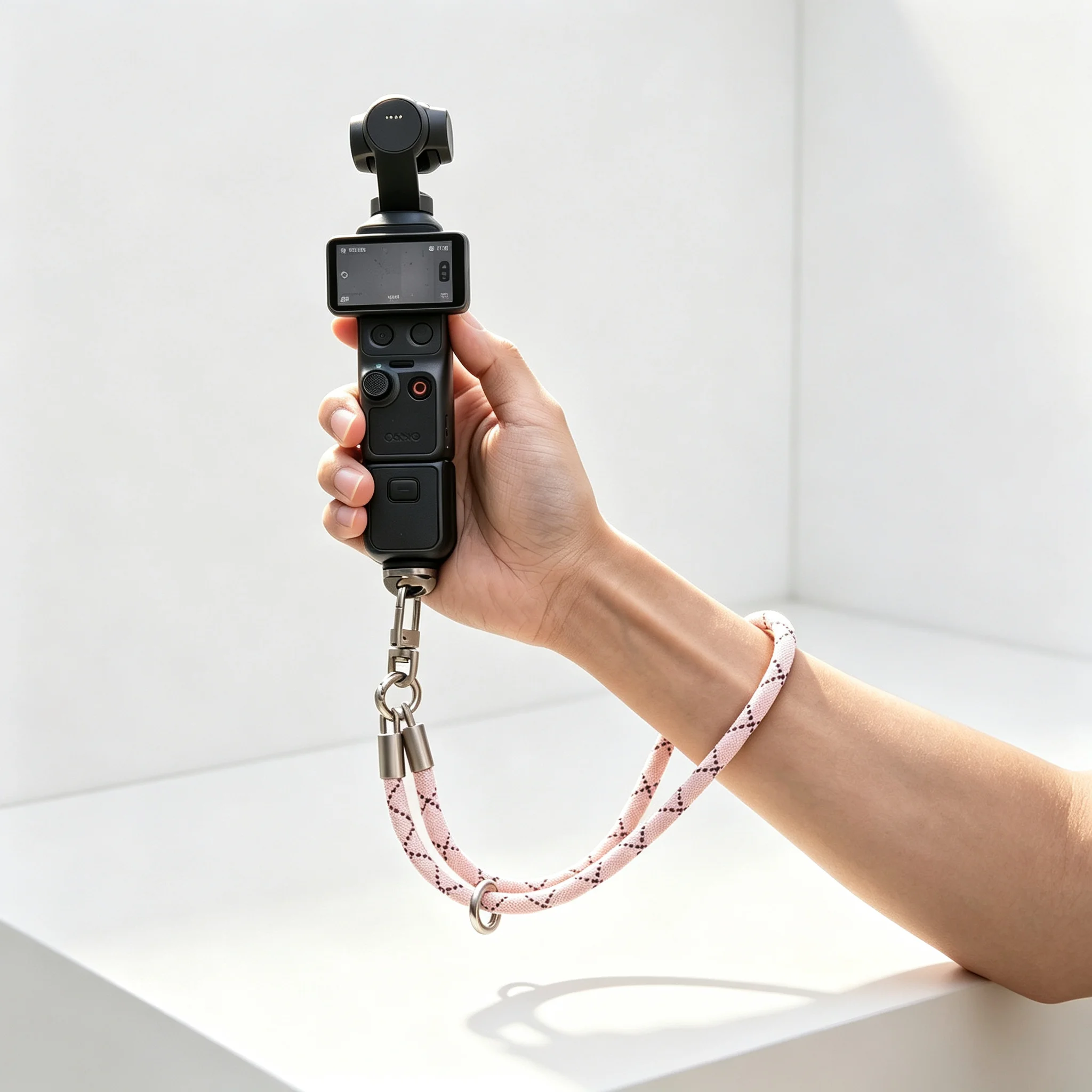 2-in-1 카메라 랜야드(1/4인치 나사 포함) - DJI Pocket 4/3/2, Insta360, GoPro Hero 13/12/11/10용 조절 가능한 목/손목 스트랩 (안티)