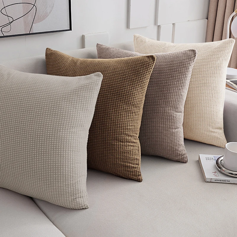 40x40 45x45 50x50 Solid Color Jacquard Pillow Cover for Sofa Office Waist Cushion Cover Home Decorative Pillowcase Decoration 4
