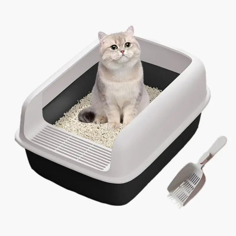 

Open TopCat Litter Box Durable Cat Sand Box Detachable with High Side Kitten Potty Toilet for Indoor kitten